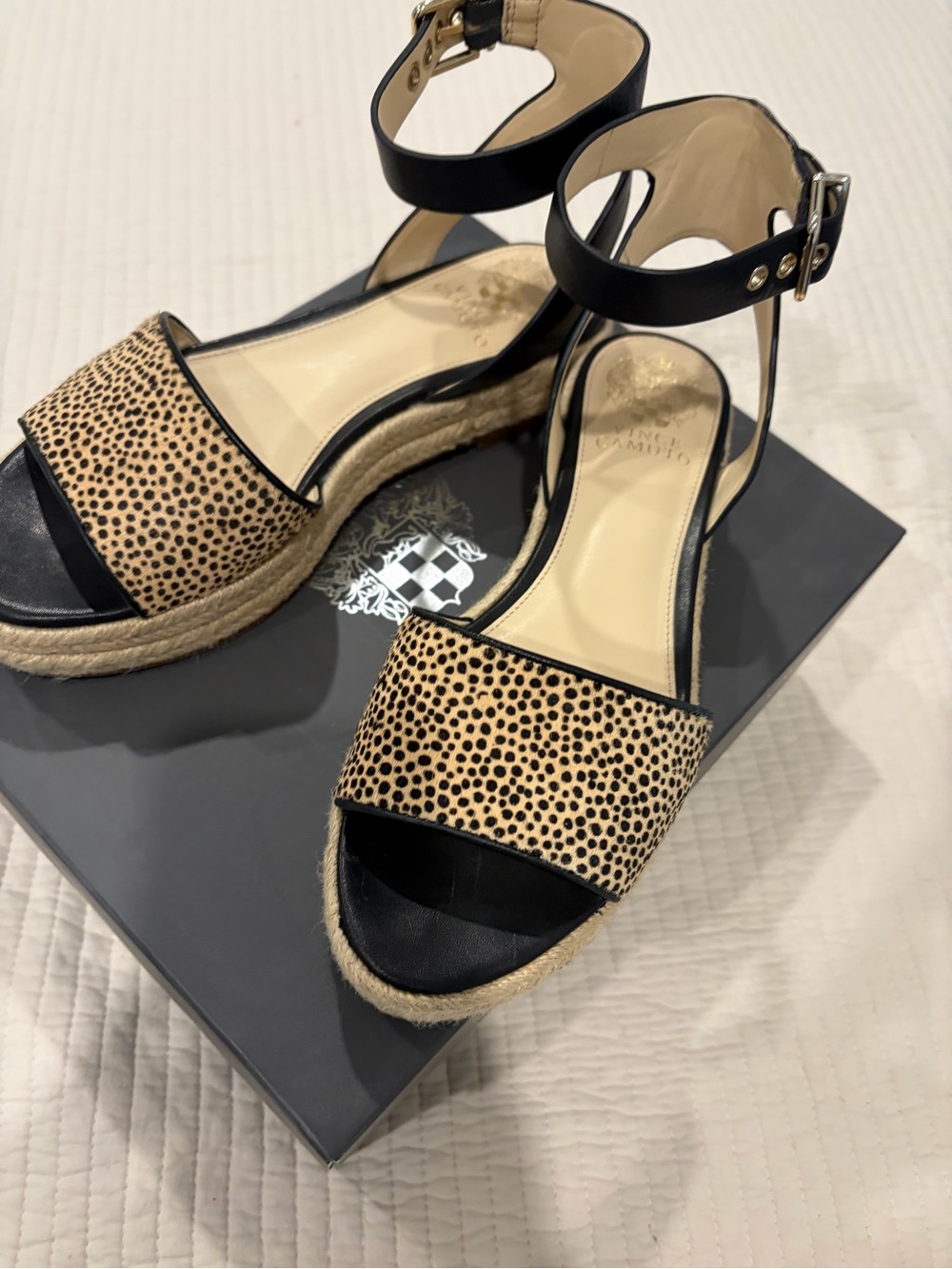Woven Espadrille Sandals with Ankle Strap in Black and Tan